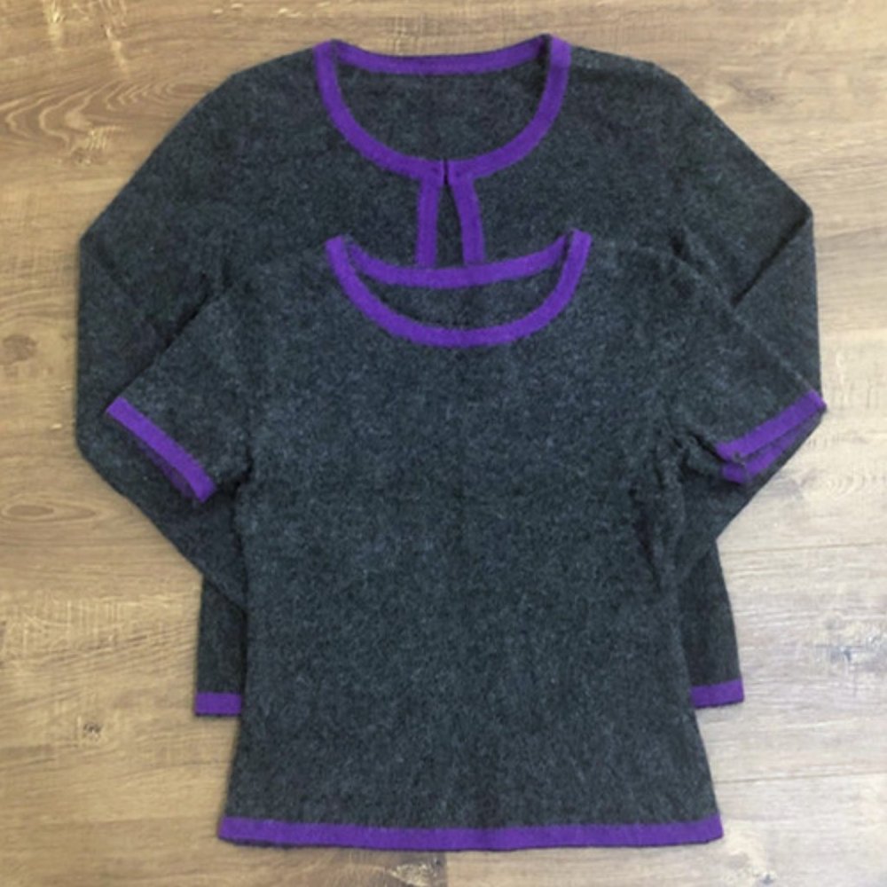 French designer private custom 100% cashmere cardigan two-piece set, small - Picture 2 of 7
